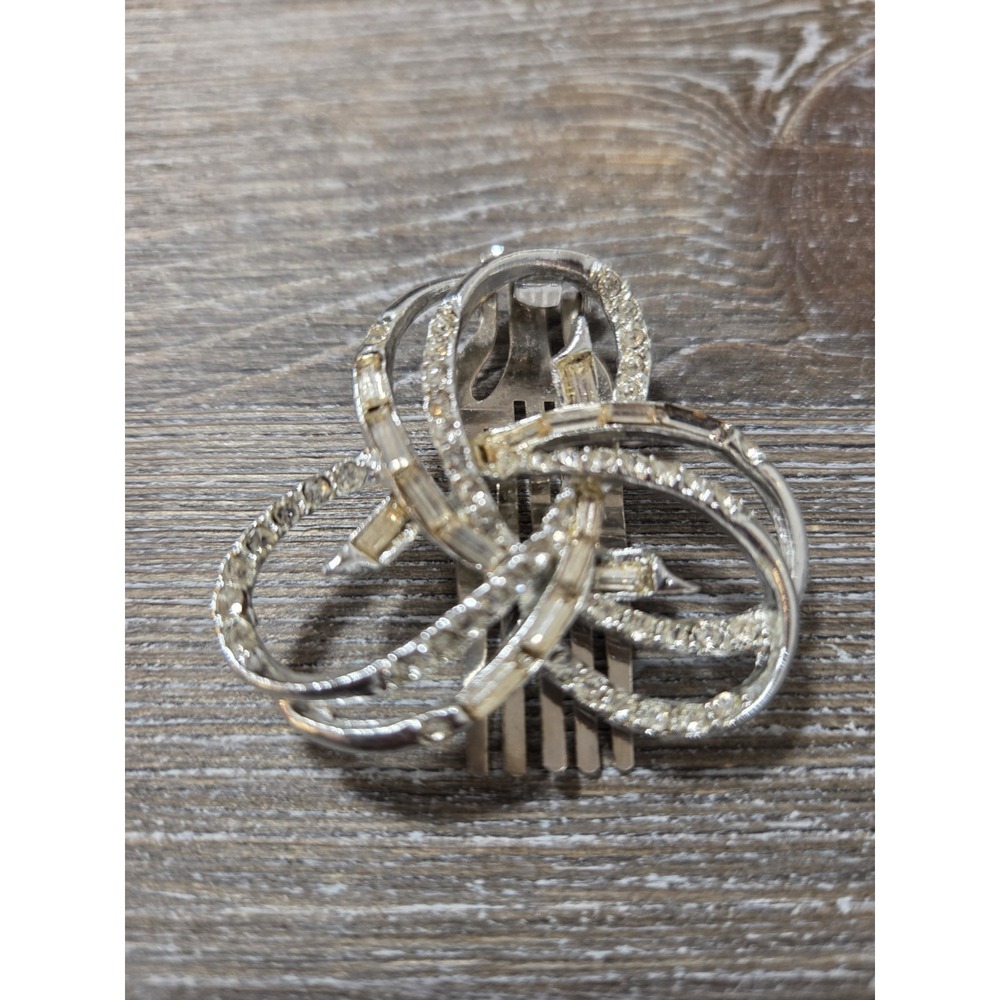 Silver Tone Scarf or Hair Clip With Rhinestones Vintage